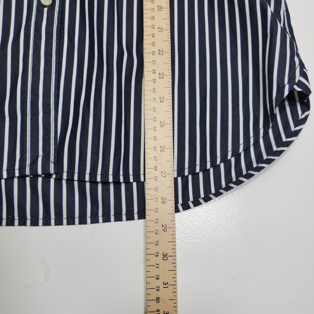 LRL Lauren Jeans Co Women Shirt Large Button Up Navy/White Stripe Nautical - Picture 14 of 14